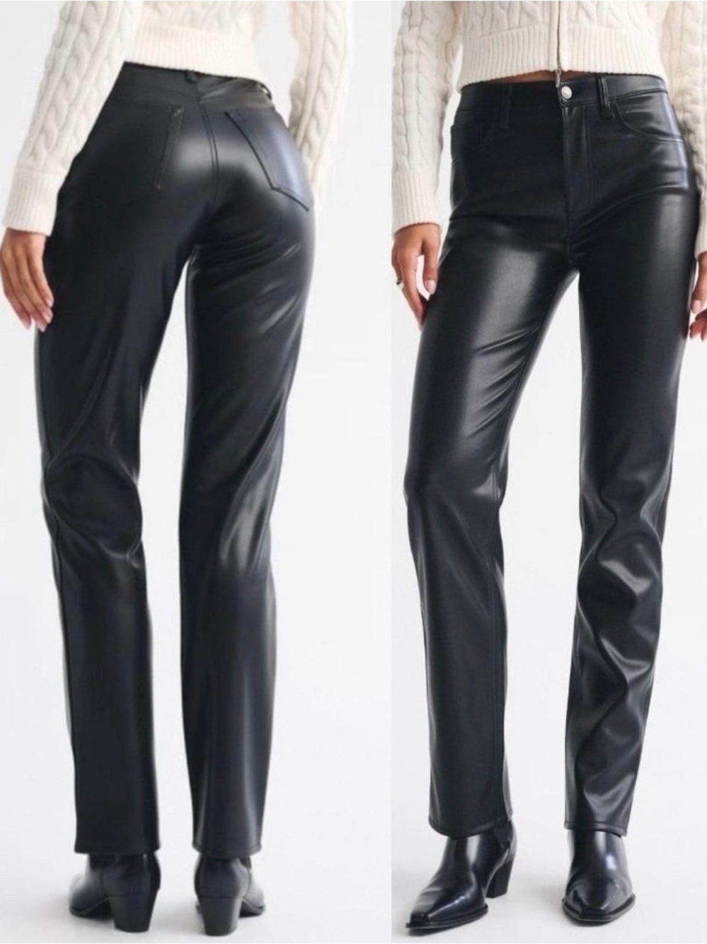 Abercrombie and Fitch Ankle Straight Ultra High Rise Leather Pant Size 25/0
